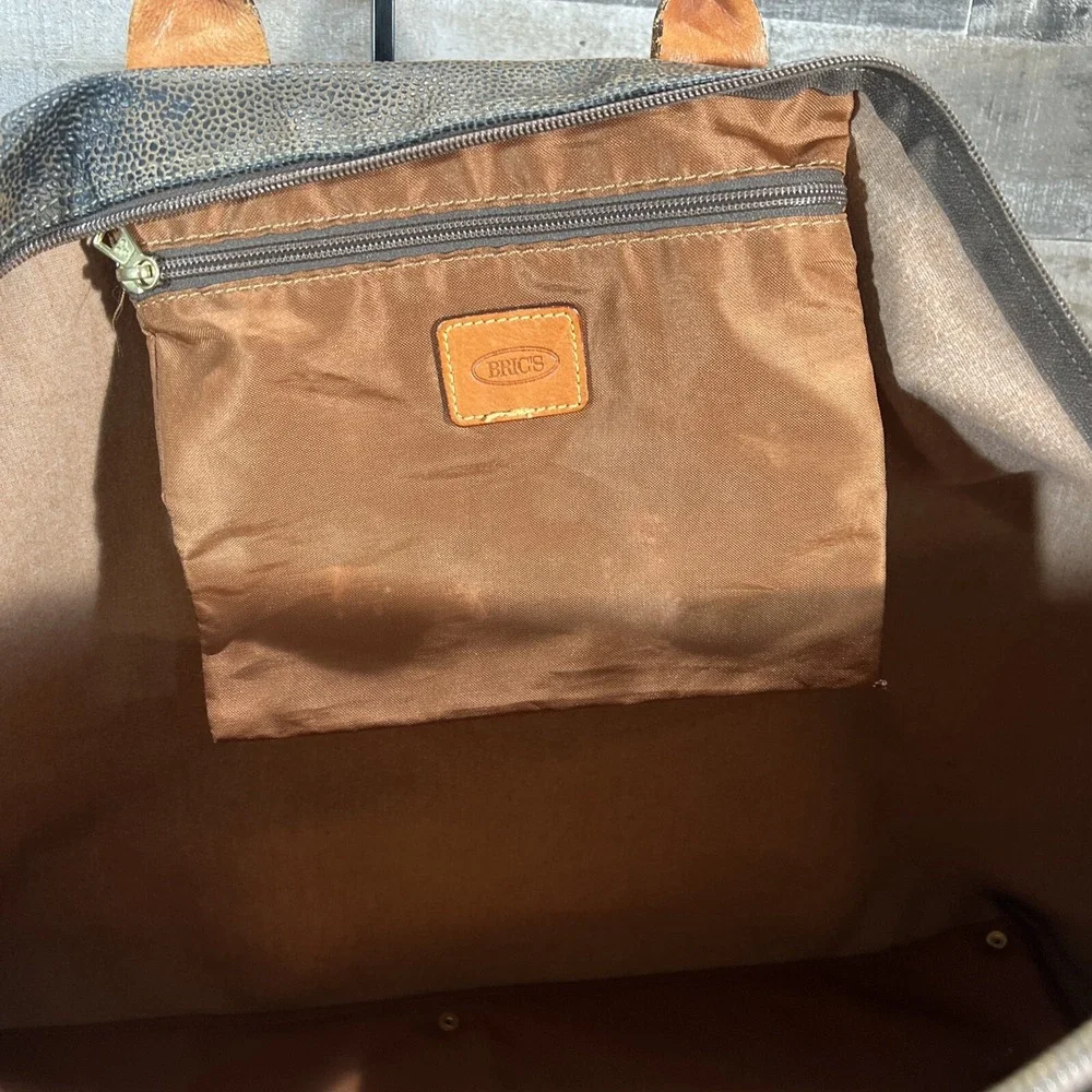 Brics Travel Weekend Bag Pebbled Leather Duffel Made In Italy 24